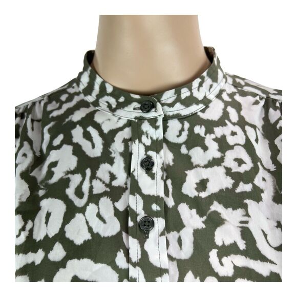 Elizabeth & James Oversize Ruffled Button Front Shirt Dress XS Sage Green Print - Picture 4 of 11